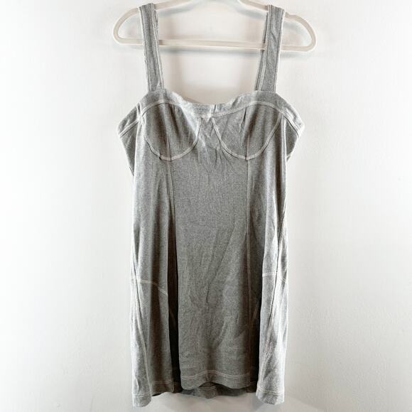 Anthropologie Sleeveless Contrast Stitch Mini Tank Dress Light Gray XL - Picture 4 of 8